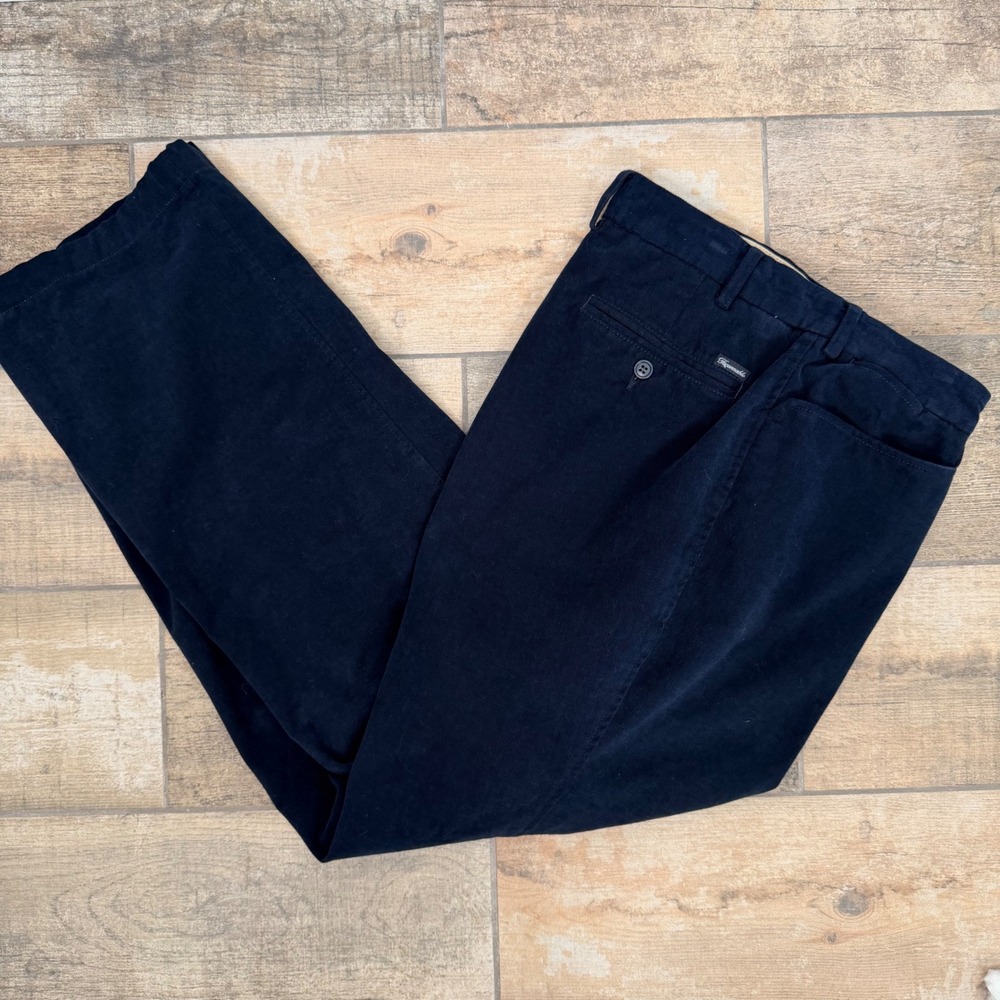 Faconnable Mens Navy Blue Cotton Chino Pants Size 54 Made in Romania 42x30.5